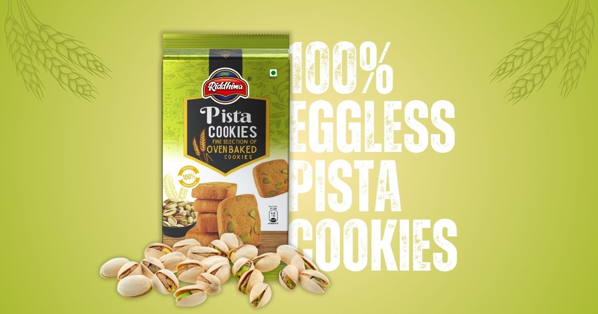Riddhima - 100 Eggless Pista Cookies - RIDDHIMA FOODS Riddhima - 100 Eggless Pista Cookies
