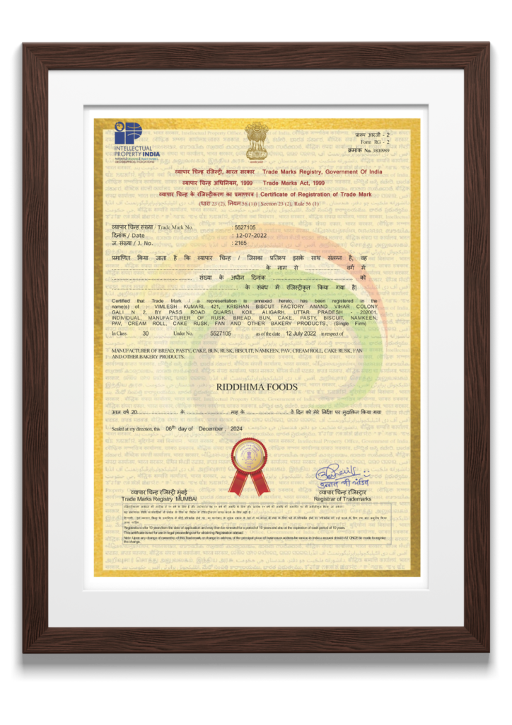 RIDDHIMA FOODS - Registration Certificate